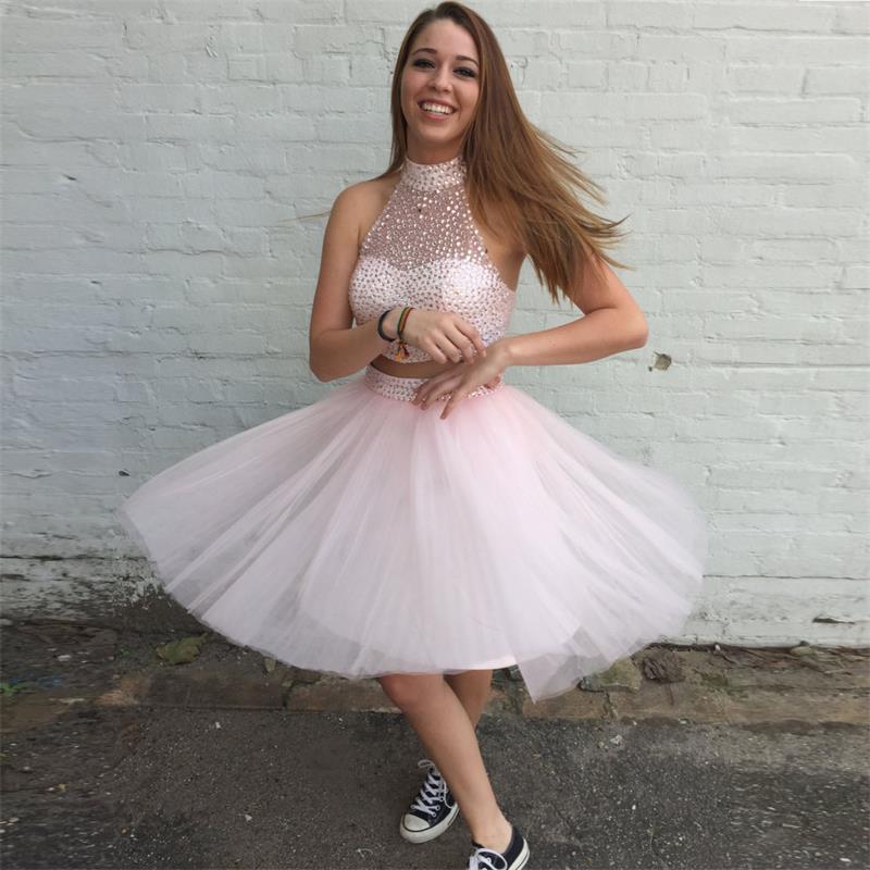 New Arrival Pink Two Piece Cute Short Prom Dresses Teens ...