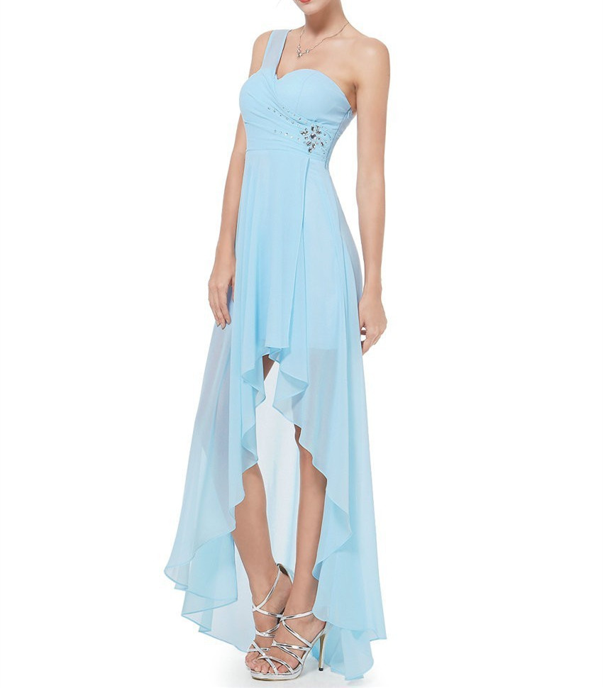 blue high low gown
